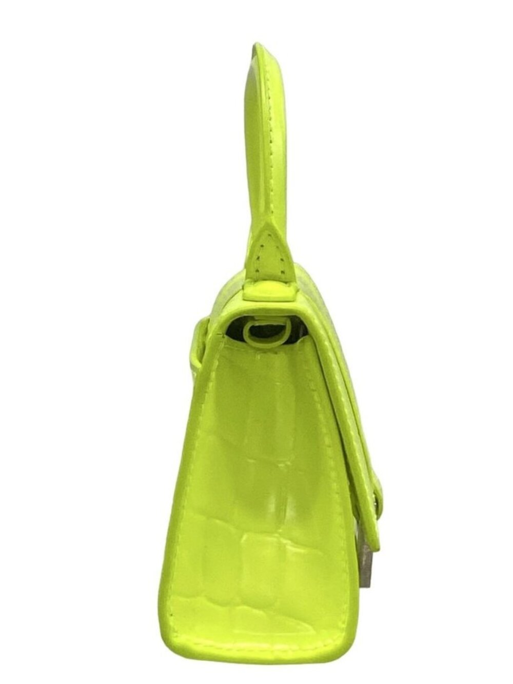 BALENCIAGA Hour Glass 637372 Yellow Green Leather Handbag - Picture 4 of 15